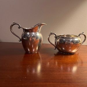 Antique Sterling Silver Sugar Bowl & Creamer